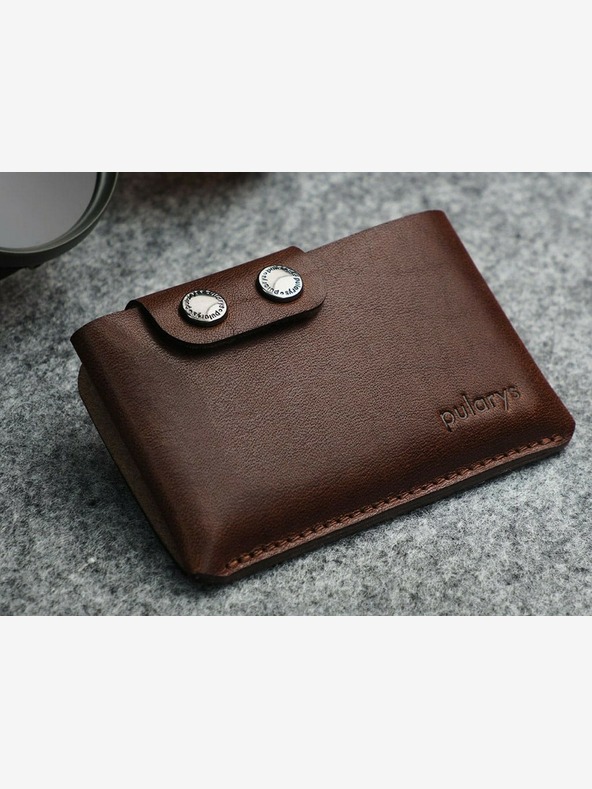 Pularys Pularys Мъжки кожен портфейл "Хоби" и ключодържател Подаръчен комплект кафяв 189414102