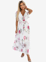 numoco Плисирана миди рокля с деколте и волани - пролетни цветя на бял фон Numoco LISA
