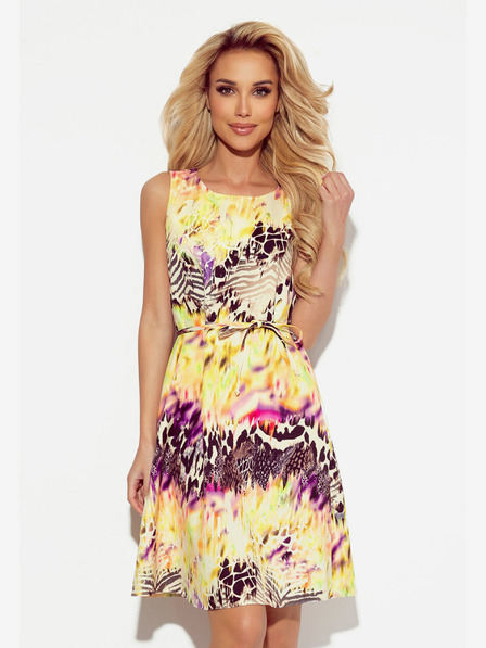 numoco Плоска рокля с жълт леопардов принт Numoco VICTORIA