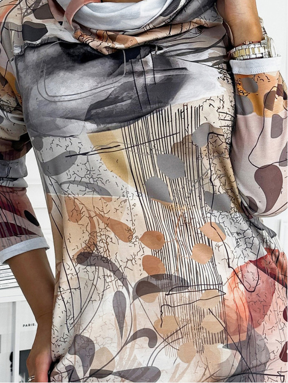 numoco Пуловерна рокля с висока яка - сребристо кафяво Numoco IRENE