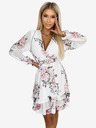 numoco Дамска рокля с деколте от кърпичка и колан - бяла с розички Numoco ROSETTA