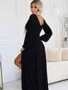 numoco Гланцова рокля с дълъг ръкав и деколте - черна Numoco NELA