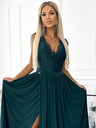 numoco Дълга рокля с дантелено деколте - зелена Numoco LEA