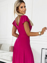 numoco Блестяща дълга рокля с деколте - фуксия Numoco CRYSTAL