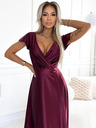 numoco Сатенена дълга рокля с деколте - бургундско Numoco CRYSTAL