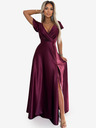 numoco Сатенена дълга рокля с деколте - бургундско Numoco CRYSTAL