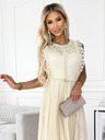 numoco Рокля с дантела и златен колан - бежова Numoco GRETA