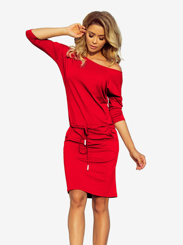 numoco Спортна рокля с връзки и джобове - червена Numoco