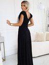 numoco Блестяща дълга рокля с деколте - черна Numoco CRYSTAL