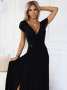 numoco Блестяща дълга рокля с деколте - черна Numoco CRYSTAL