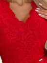 numoco Рокля с дълъг ръкав и дантелено деколте - червена Numoco