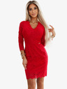 numoco Рокля с дълъг ръкав и дантелено деколте - червена Numoco