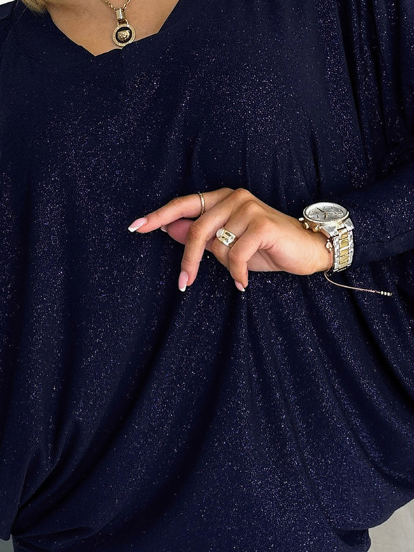 numoco Рокля тип "прилеп" - тъмно синя с брокат Numoco