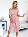 numoco Плисирана миди рокля с широк колан - мръсно розово Numoco MIA