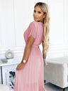 numoco Плисирана миди рокля с широк колан - мръсно розово Numoco MIA