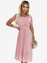 numoco Плисирана миди рокля с широк колан - мръсно розово Numoco MIA