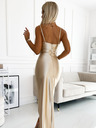 numoco Дълга сатенена рокля с разкрояване на крачолите - бежова Numoco DIANE