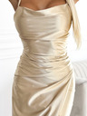 numoco Дълга сатенена рокля с разкрояване на крачолите - бежова Numoco DIANE