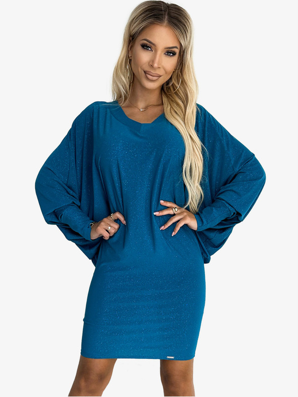 numoco Рокля с папийонка - тъмносиня с брокат Numoco