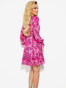 numoco Шифонена рокля с деколте с връзки - розови цветя MONICA
