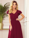 numoco Дълга рокля с деколте и волани - бордо Numoco LIDIA