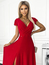 numoco Блестяща дълга рокля с деколте - червена Numoco CRYSTAL