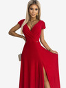 numoco Блестяща дълга рокля с деколте - червена Numoco CRYSTAL