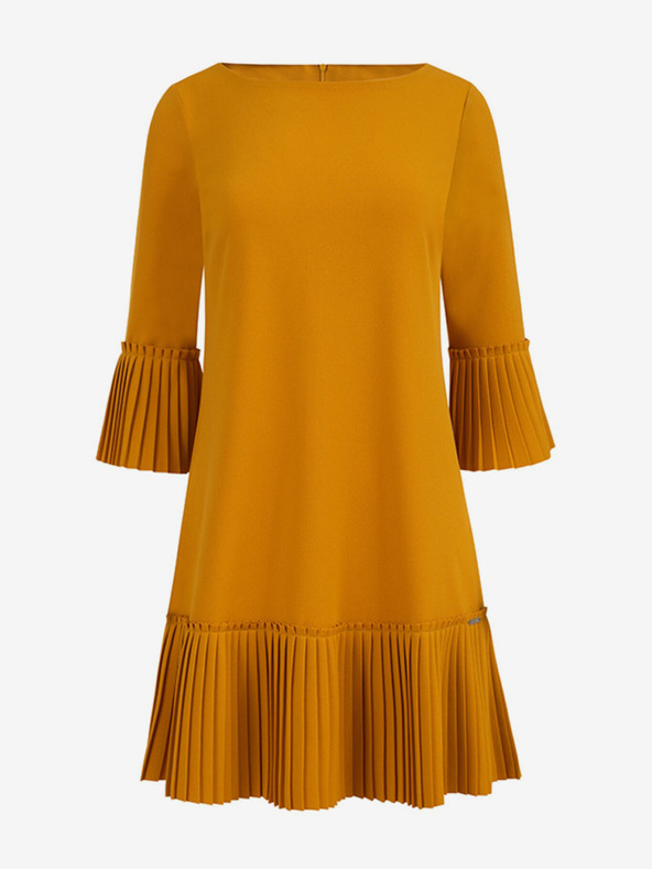 numoco Плисирана удобна рокля - горчица Numoco LUCY