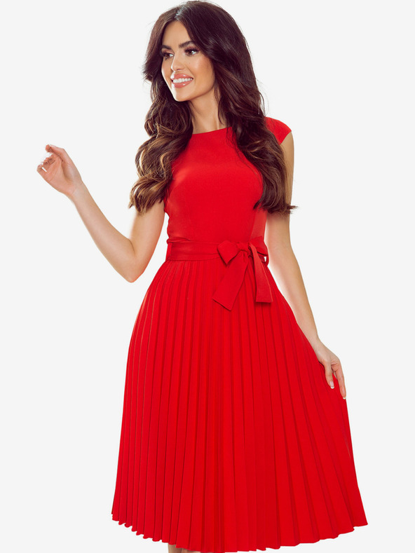 numoco Плисирана рокля с къси ръкави - червена Numoco LILA