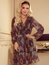 numoco Шифонена рокля с деколте и волани - леопардов принт Numoco LAUREN