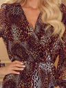 numoco Шифонена рокля с деколте и волани - леопардов принт Numoco LAUREN