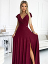 numoco Блестяща дълга рокля с деколте - бургундско Numoco CRYSTAL