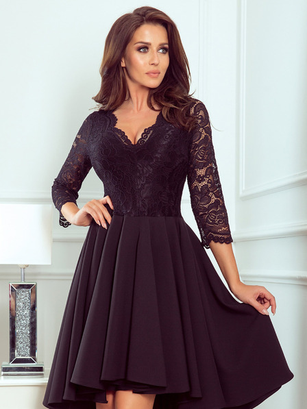 numoco Изключителна рокля с дантела - черна Numoco NICOLLE