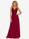 numoco Дълга рокля с дантелено деколте - бордо Numoco LEA