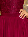 numoco Дълга рокля с дантелено деколте - бордо Numoco LEA