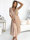 numoco Плисирана рокля с волани на раменете и деколтето - бежова Numoco EMILY