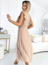 numoco Плисирана рокля с волани на раменете и деколтето - бежова Numoco EMILY