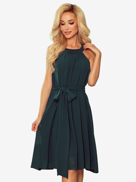 numoco Шифонена рокля с вратовръзка - зелена Numoco ALIZEE