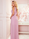 numoco Дълга рокля с деколте и връзка - мръсно розово Numoco JUSTINE
