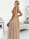numoco Дълга рокля с деколте и вратовръзка - бежова Numoco JUSTINE
