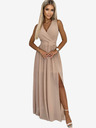 numoco Дълга рокля с деколте и вратовръзка - бежова Numoco JUSTINE