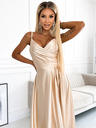 numoco Елегантна макси рокля без презрамки от сатен - златиста Numoco CHIARA