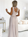 numoco Дълга рокля с деколте и връзване на гърба - бежова с блясък Numoco JUSTINE