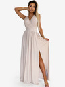 numoco Дълга рокля с деколте и връзване на гърба - бежова с блясък Numoco JUSTINE