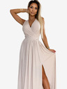 numoco Дълга рокля с деколте и връзване на гърба - бежова с блясък Numoco JUSTINE