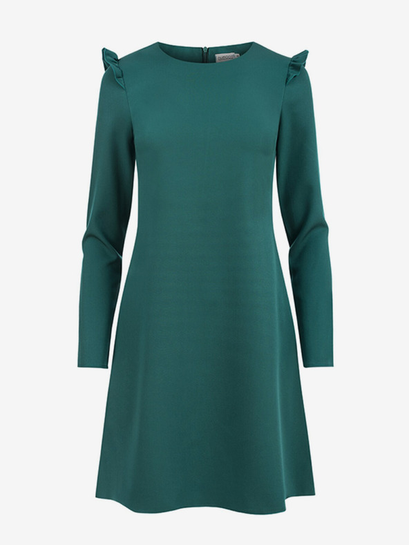 numoco Рокля с волани и трапец - зелена Numoco NELL