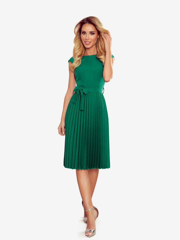 numoco Плисирана рокля с къс ръкав - зелена Numoco LILA