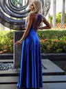 numoco Сатенена дълга рокля с изключително деколте на гърба - синя Numoco PERLA