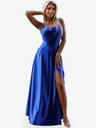 numoco Сатенена дълга рокля с изключително деколте на гърба - синя Numoco PERLA