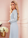 numoco Плисирана рокля с деколте и дълъг ръкав - сиво Numoco ISABELLE